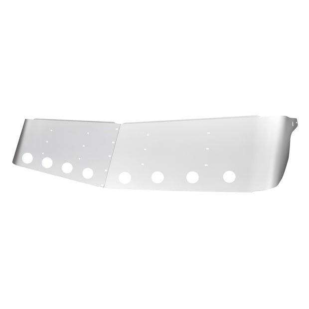 13-1/2" Stainless Curved Drop Visor With Eight 2" Light Cutouts For 1995-2006 Kenworth W900