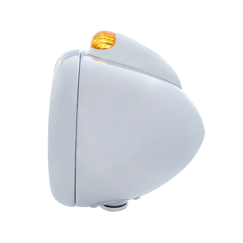 Chrome Guide 682-C Headlight H4 With Amber LED & Dual Mode LED Signal - Amber Lens