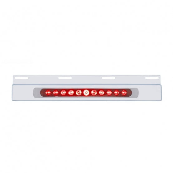 Stainless Top Mud Flap Plate With 11 LED 17" Light Bar &amp; Bezel - Red LED/Red Lens (Each)