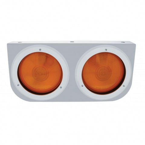 Stainless Light Bracket With 2X 4" Lights & Bezels - Amber Lens