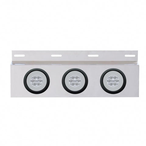 Stainless Top Mud Flap Plate With 3X 21 LED 4" GloLight & Grommets - Red LED/Clear Lens (Each)