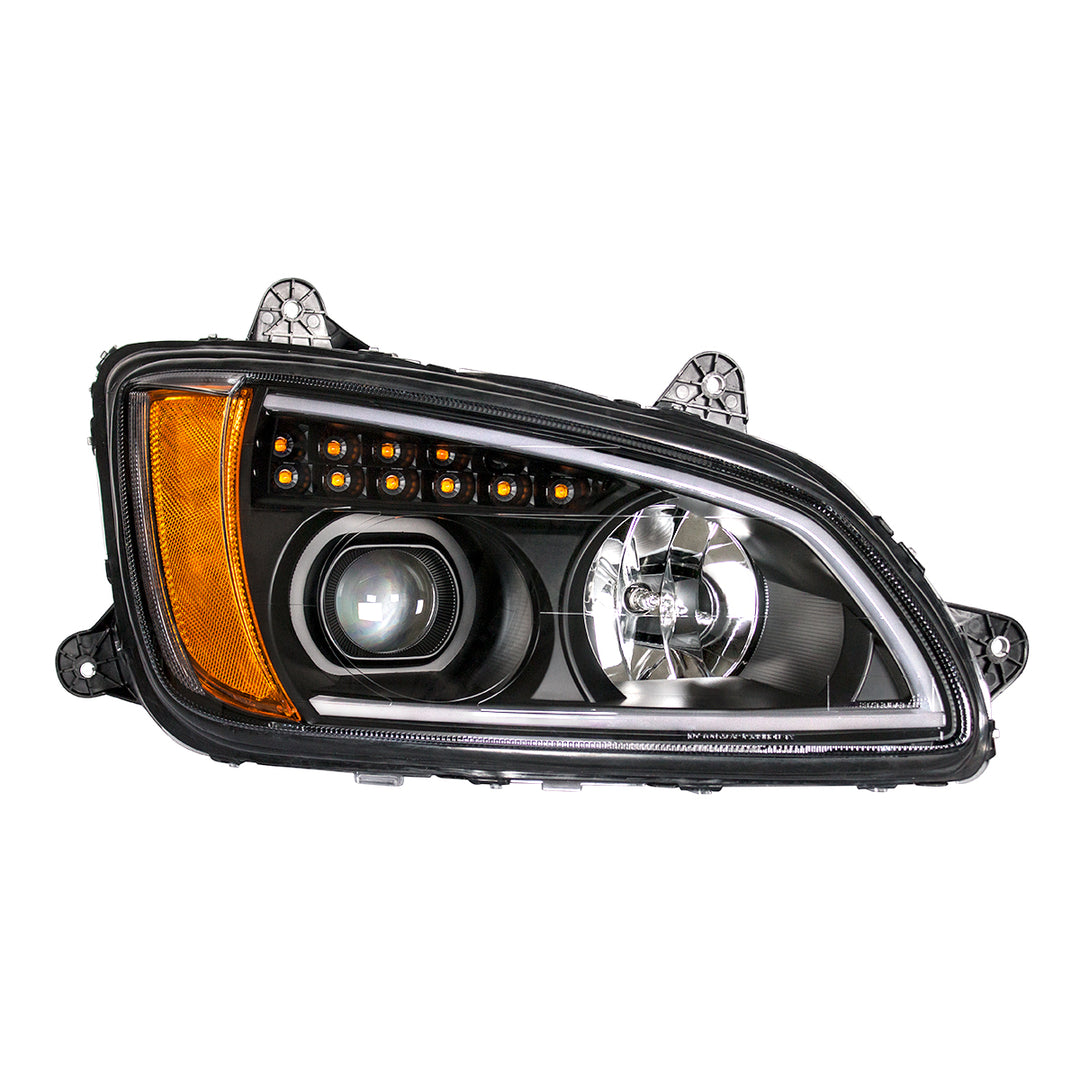 Blackout Projection Headlight With LED Turn Signal &amp; Position Light For 2008-2017 Kenworth T660 - Passenger