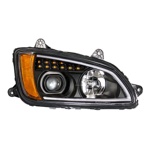 Blackout Projection Headlight With LED Turn Signal & Position Light For 2008-2017 Kenworth T660 - Passenger