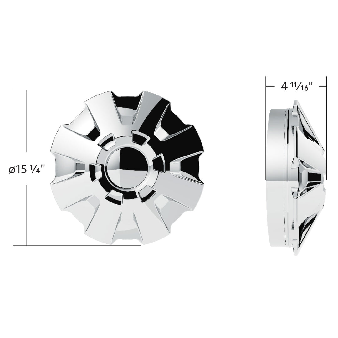 Rubicon Front Axle Cover Kit With 33mm Thread-On Nut Covers-Chrome