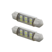 6 SMD High Power Micro LED 6418/6461-36mm Dome Light Bulb - White (2-Pack)