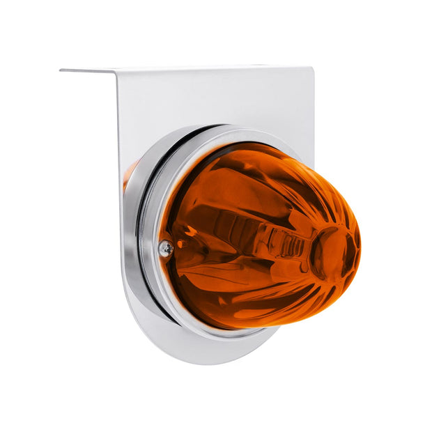 Star-Burst Glass Watermelon Light With Stainless Steel Light Bracket Kit-Amber LED/Dark Amber Lens