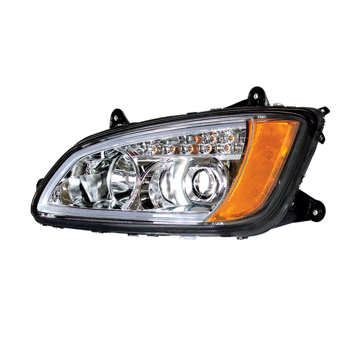 Chrome Projection Headlight With LED Turn Signal &amp; Position Light For 2008-2017 Kenworth T660 - Driver