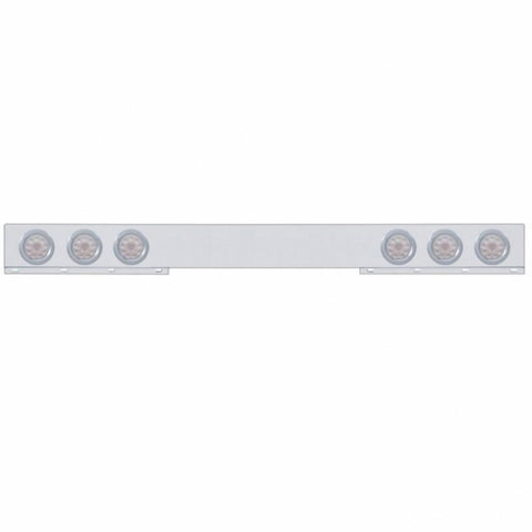 Chrome 1 Piece Rear Light Bar With Six 10 LED 4" Lights & Bezels - Red LED/Clear Lens