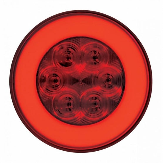 2" Bolt Pattern SS Spring Loaded Bar With 6X 21 LED 4" GloLight -Red LED &amp; Lens (Pair)