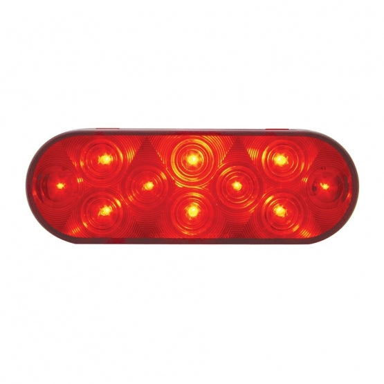 10 LED 6" Oval Light (Stop, Turn &amp; Tail) - Red LED/Red Lens