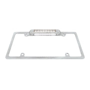 Chrome License Plate Frame With Back-Up Light - White LED/Clear Lens