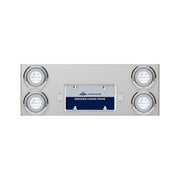 33-3/4" Stainless Rear Center Panel With Four 21 LED 4" GloLight & Bezels - Red LED/Clear Lens