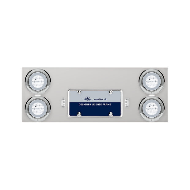33-3/4" Stainless Rear Center Panel With Four 21 LED 4" GloLight & Bezels - Red LED/Clear Lens
