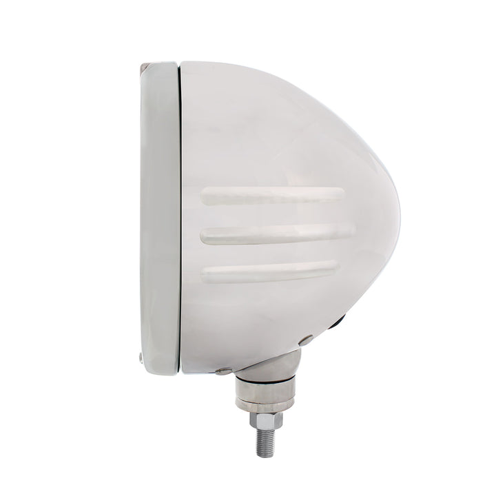 Stainless Steel Classic Stripe Headlight No Bulb With LED Signal - Clear Lens