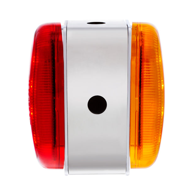 26 LED Dual Function Reflector Double Face Oval Light With SS Bracket - Amber & Red LED/Amber & Red Lens