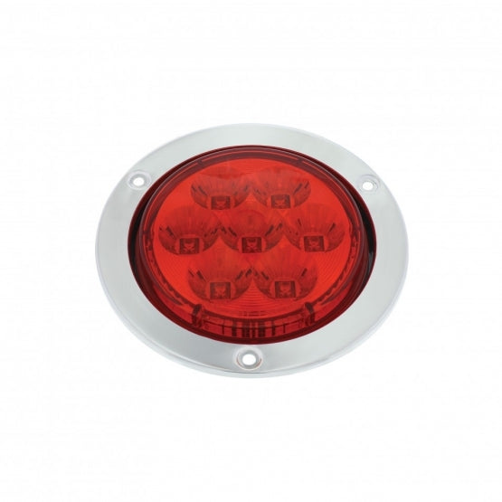 7 LED 4" Round SS Flange Light (Stop, Turn &amp; Tail) - Red LED/Red Lens