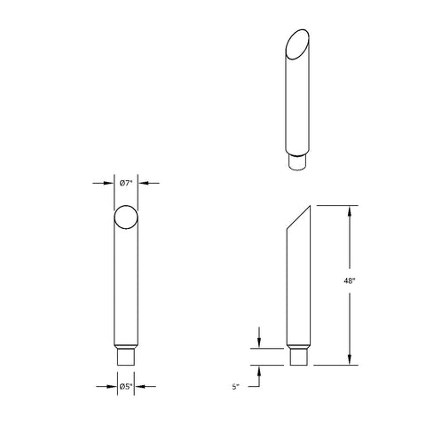 7" Mitred Reduce To 5" O.D. Bottom Exhaust - 48" L