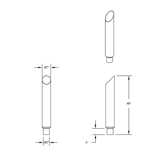 7" Mitred Reduce To 5" O.D. Bottom Exhaust - 48" L