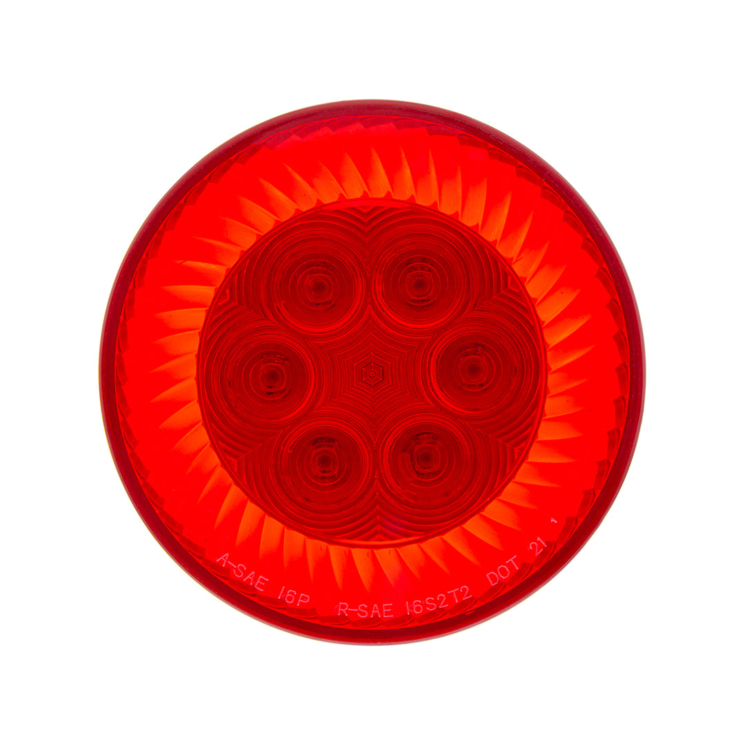 16 LED 4" Round Turbine Light (Stop, Turn &amp; Tail) - Red LED/Red Lens