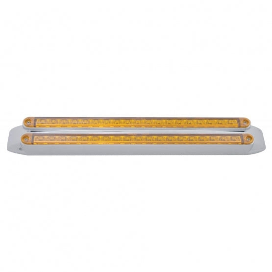 Dual 19 LED 12" Reflector Turn Signal Light Bars - Amber LED/Amber Lens