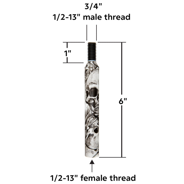 6" Skull Pattern Shifter Shaft Extension