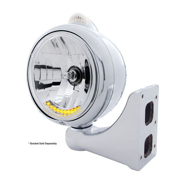 Chrome Guide 682-C Headlight H4 With 10 Amber LED & Dual Mode LED Signal - Clear Lens