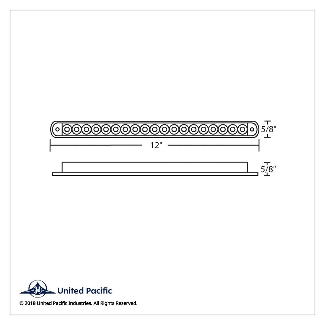 19 LED 12" Reflector Turn Signal Light Bar - Amber LED/Amber Lens