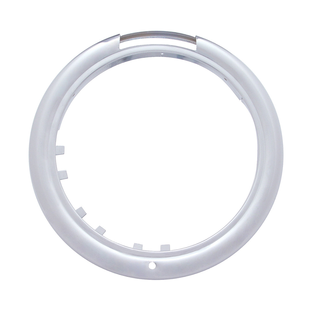 Stainless Steel Classic Headlight H4 With 34 White LED &amp; Dual Mode LED Signal - Amber Lens
