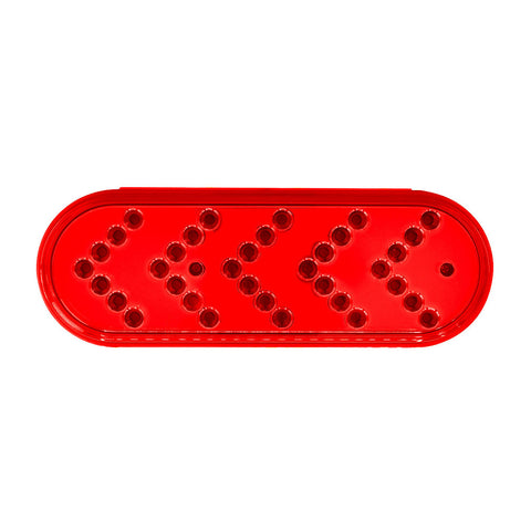 35 LED 6" Reflector Oval Sequential Turn Signal Light - Red LED/Red Lens