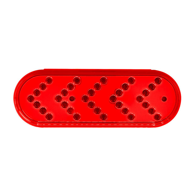 35 LED 6" Reflector Oval Sequential Turn Signal Light - Red LED/Red Lens