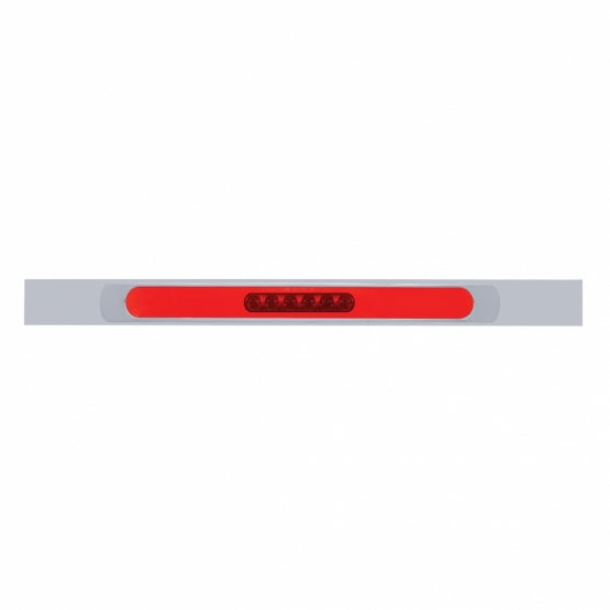 Chrome Top Mud Flap Plate With 28 LED 17" GloLight Bar & Bezel - Red LED/Red Lens (Each)