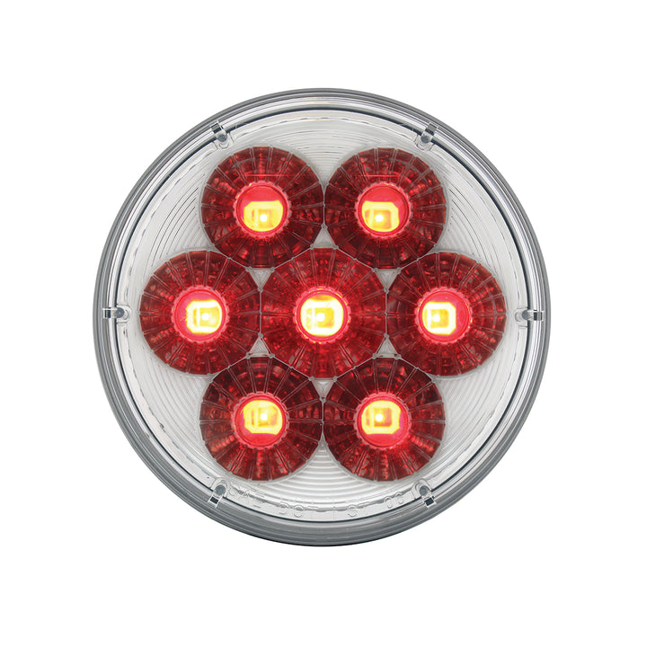 14 LED 4" Round Double Fury Light (Stop, Turn &amp; Tail) - Red &amp; Blue LED/Clear Lens