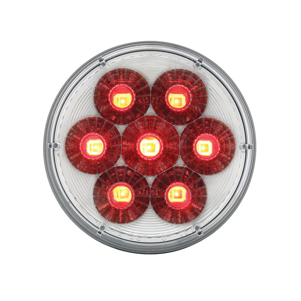 14 LED 4" Round Double Fury Light (Stop, Turn & Tail) - Red & Blue LED/Clear Lens