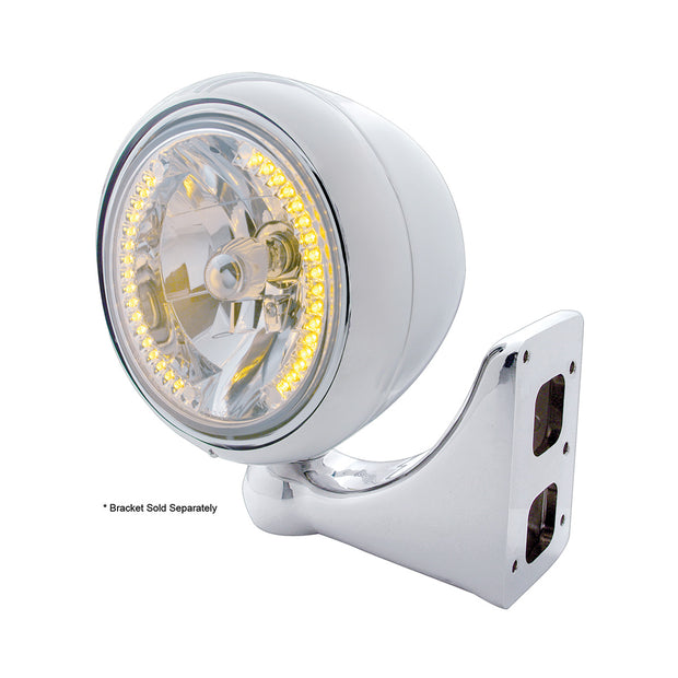 Stainless Steel Guide 682-C Style Headlight H4 Bulb With 34 Amber LED