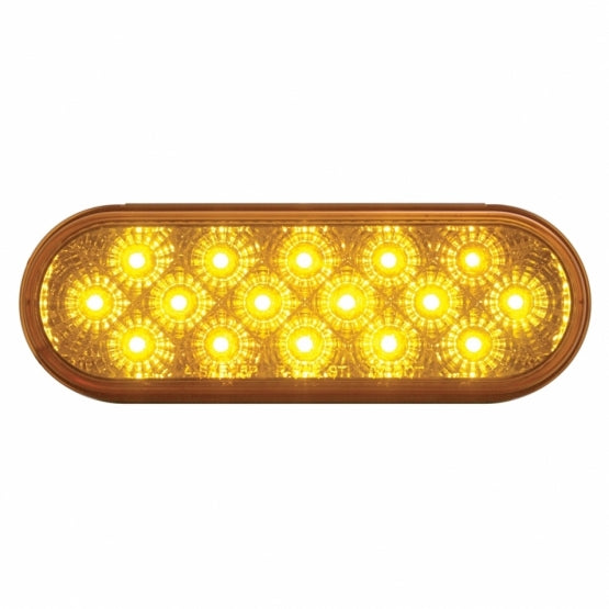 16 LED 6" Oval Reflector Turn Signal Light Kit - Amber LED/Amber Lens