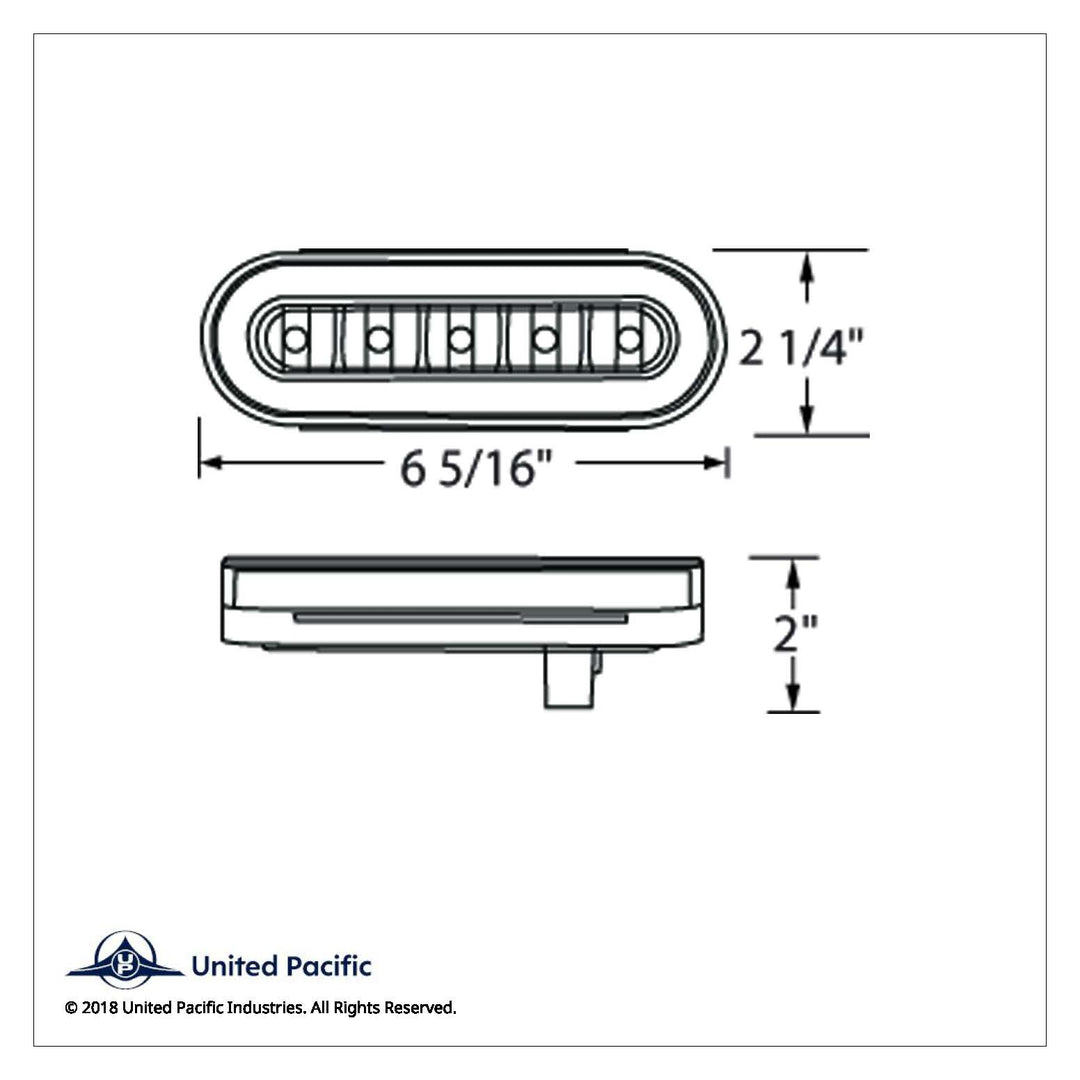 22 LED 6" Oval GloLight With Divider Bar Inner Design (Stop, Turn &amp; Tail) - Red LED/Red Insert (Card)