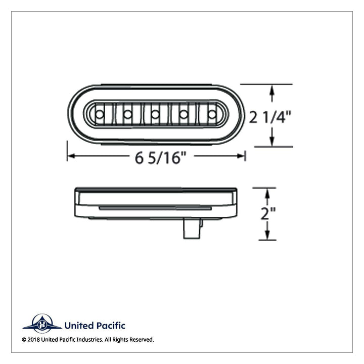 22 LED 6" Oval GloLight With Divider Bar Inner Design (Stop, Turn &amp; Tail) - Red LED/Red Insert (Card)