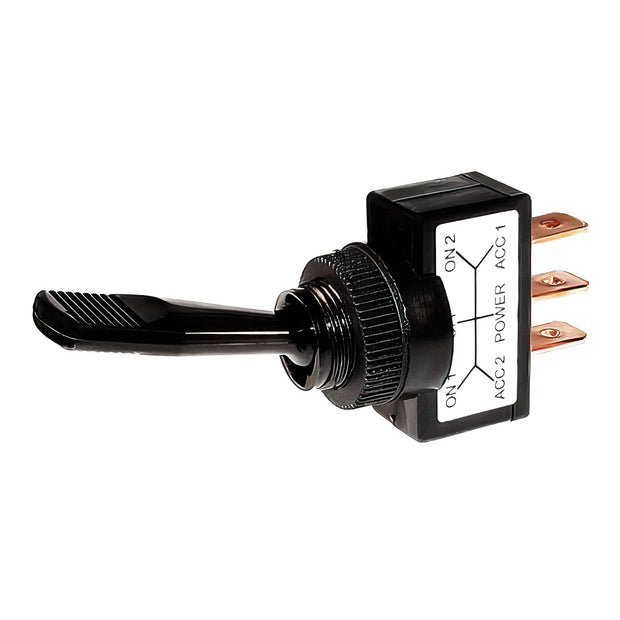 Black Non-Illum Toggle 20 Amp 12V S.P.D.T. On/Off/On 1 Pc.