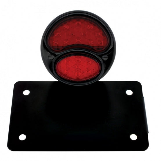 Black 1928 Ford Model A Style LED Tail Light Assembly With Horizontal Mounting Bracket For Motorcycle