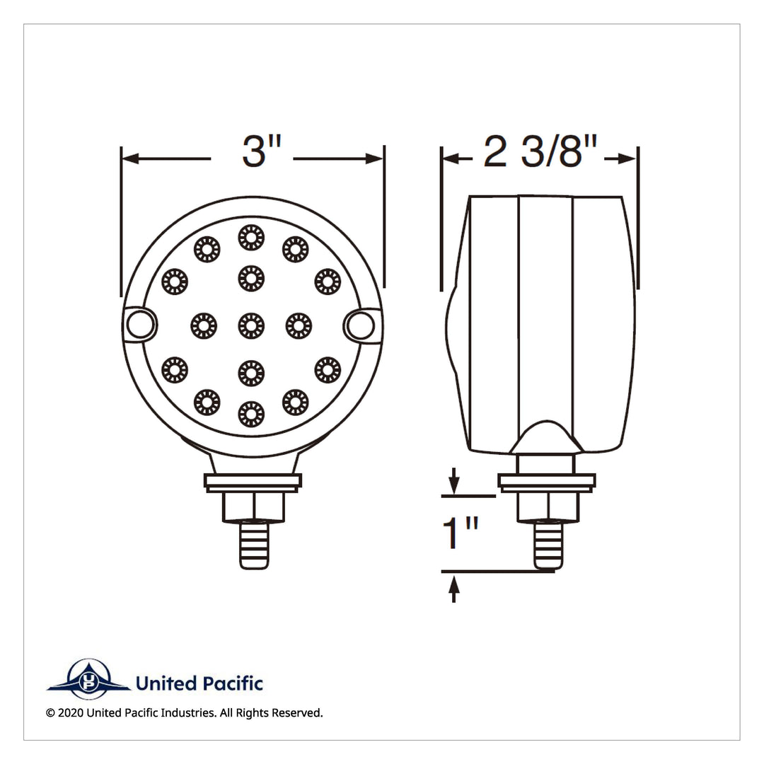 15 LED 3" Reflector Single Face Light - Red LED/Clear Lens