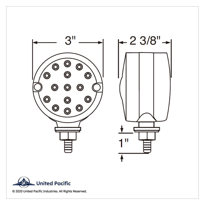 15 LED 3" Reflector Single Face Light - Red LED/Clear Lens