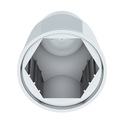 1-1/2" X 2-3/4" Chrome Plastic Slotted Bullet Nut Covers With Flange - Push-On (Color Box of 20)