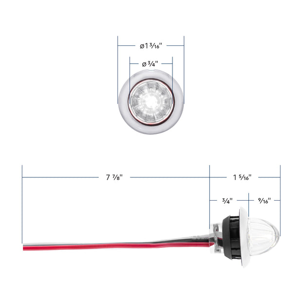 4 LED Dual Function 3/4" Mini Watermelon Light (Clearance/Marker) - White LED/Clear Lens