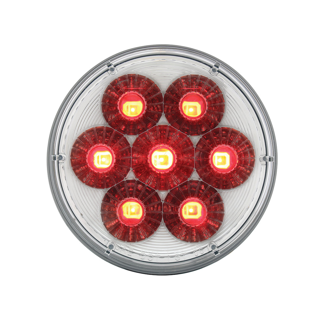 14  LED 4" Round Double Fury Light (Stop, Turn &amp; Tail) - Red &amp; White LED/Clear Lens