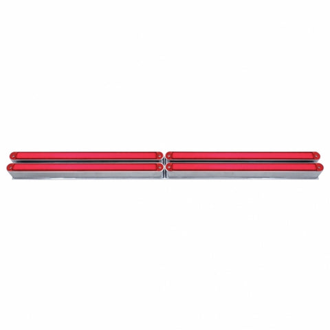 Chrome Top Mud Flap Plate With Four 24 LED 12" GloLight Bars - Red LED/Red Lens (Each)