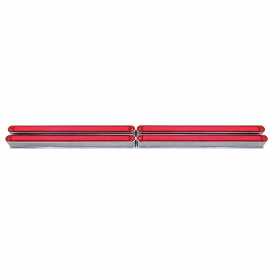 Chrome Top Mud Flap Plate With Four 24 LED 12" GloLight Bars - Red LED/Red Lens (Each)