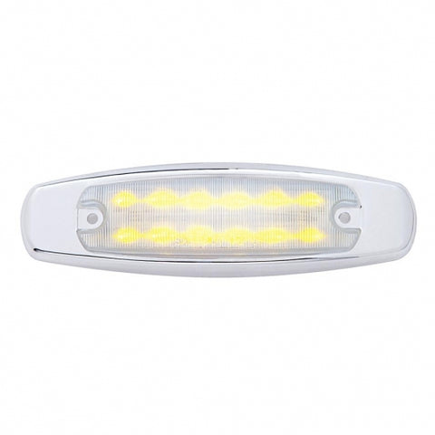12 LED Rectangular Light (Clearance/Marker) With Chrome Bezel - Amber LED/Clear Lens