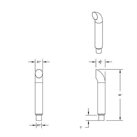 7" Curved Reduce To 5" O.D. Bottom Exhaust - 48" L