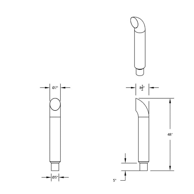 7" Curved Reduce To 5" O.D. Bottom Exhaust - 48" L