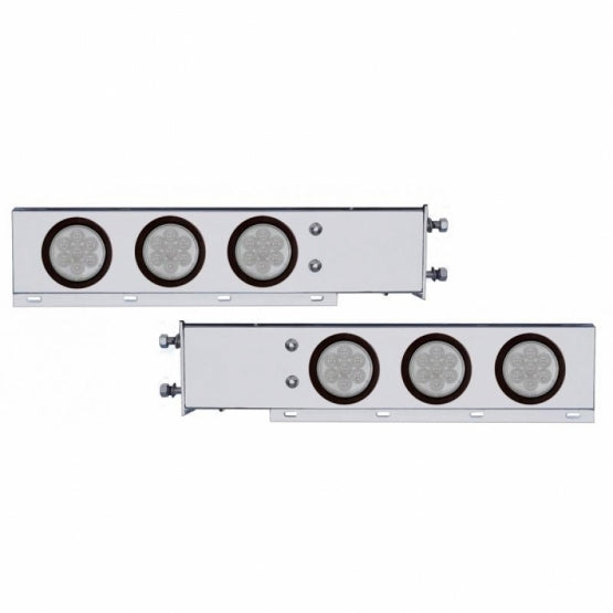 3-3/4" Bolt Pattern Deluxe SS Spring Loaded Bar W/6X 7 Red LED 4" Reflector Light -Clear Lens (Pair)